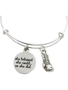 Boxing Charm Bangle Bracelet - Inspirational Jewelry Gift for Women Athletes